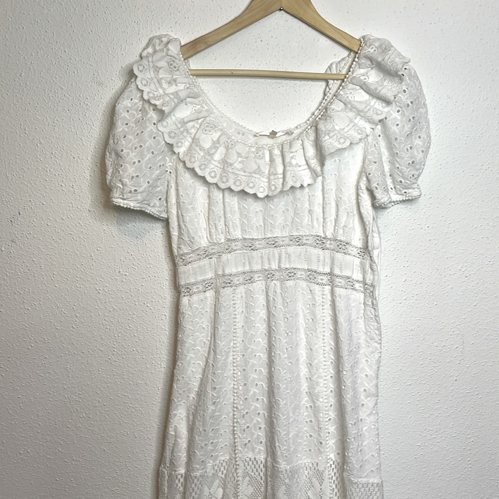 LoveShackFancy Stassie Lace White Eyelet Embroidered Dress Size 10 - Picture 6 of 16